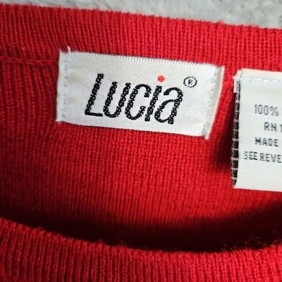 Lucia Women's Sz Med Red White Tunic Sweater Nautical embroidery embellished - Picture 5 of 12